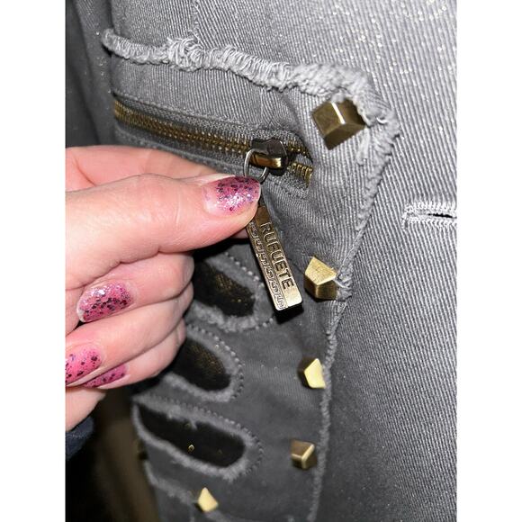 Rufuete B-1 Edition Edgy Rock Distressed Embroidered Studded Raw Edges Coat - Picture 14 of 14